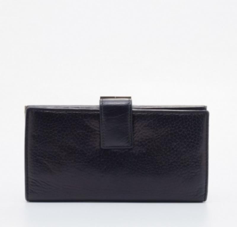 CH Carolina Herrera Portefeuille continental français en cuir noir en vente 1