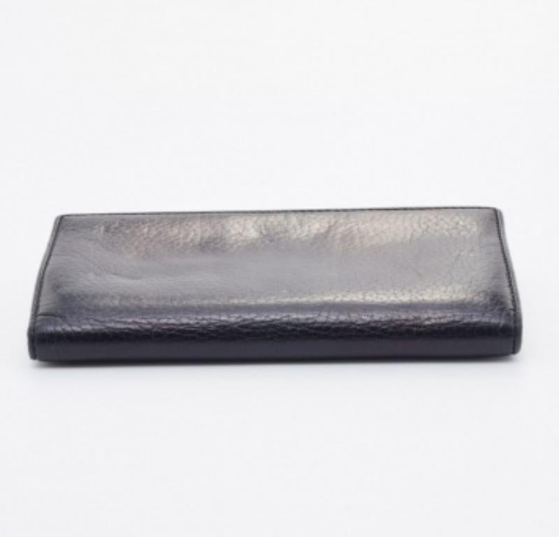 CH Carolina Herrera Portefeuille continental français en cuir noir en vente 2