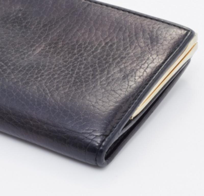 CH Carolina Herrera Portefeuille continental français en cuir noir en vente 3