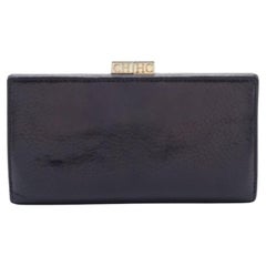 CH Carolina Herrera Portefeuille continental français en cuir noir