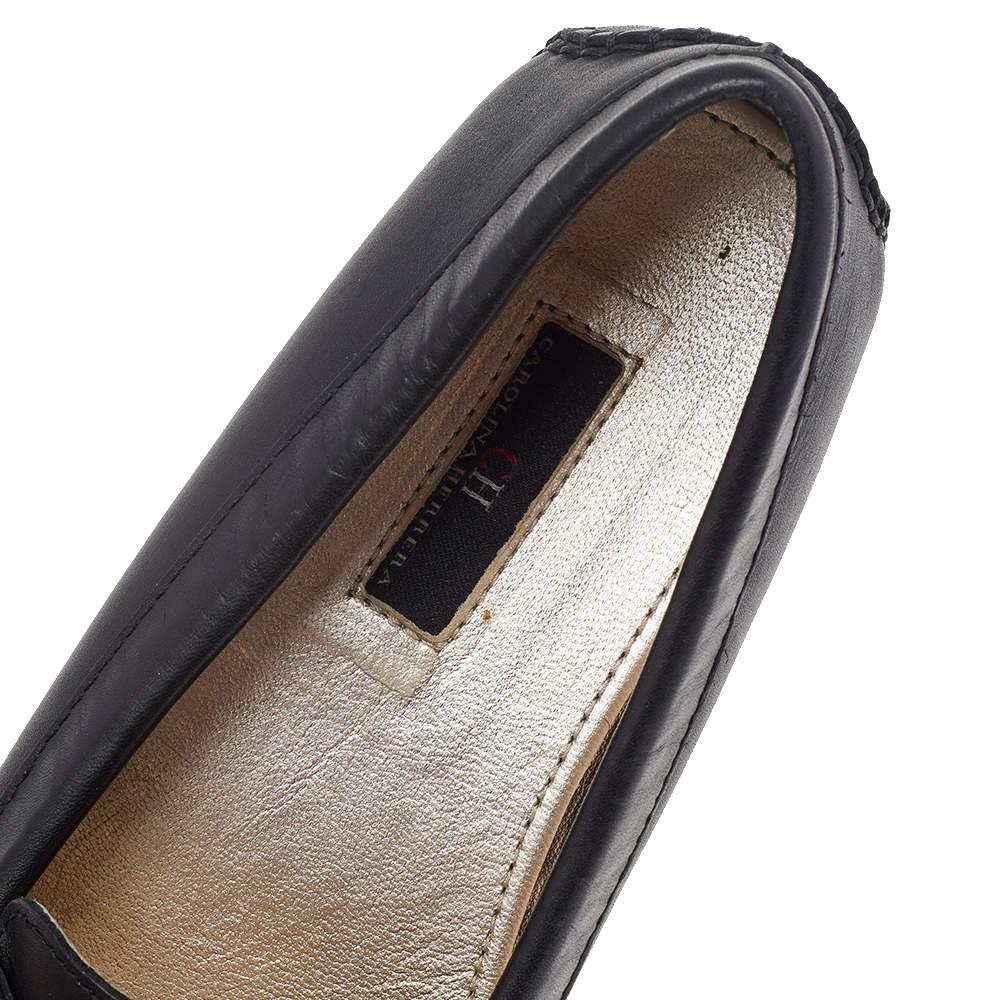 CH Carolina Herrera Cuero Negro Logotipo Detalle Encanto Mocasines Slip On Talla 39 3