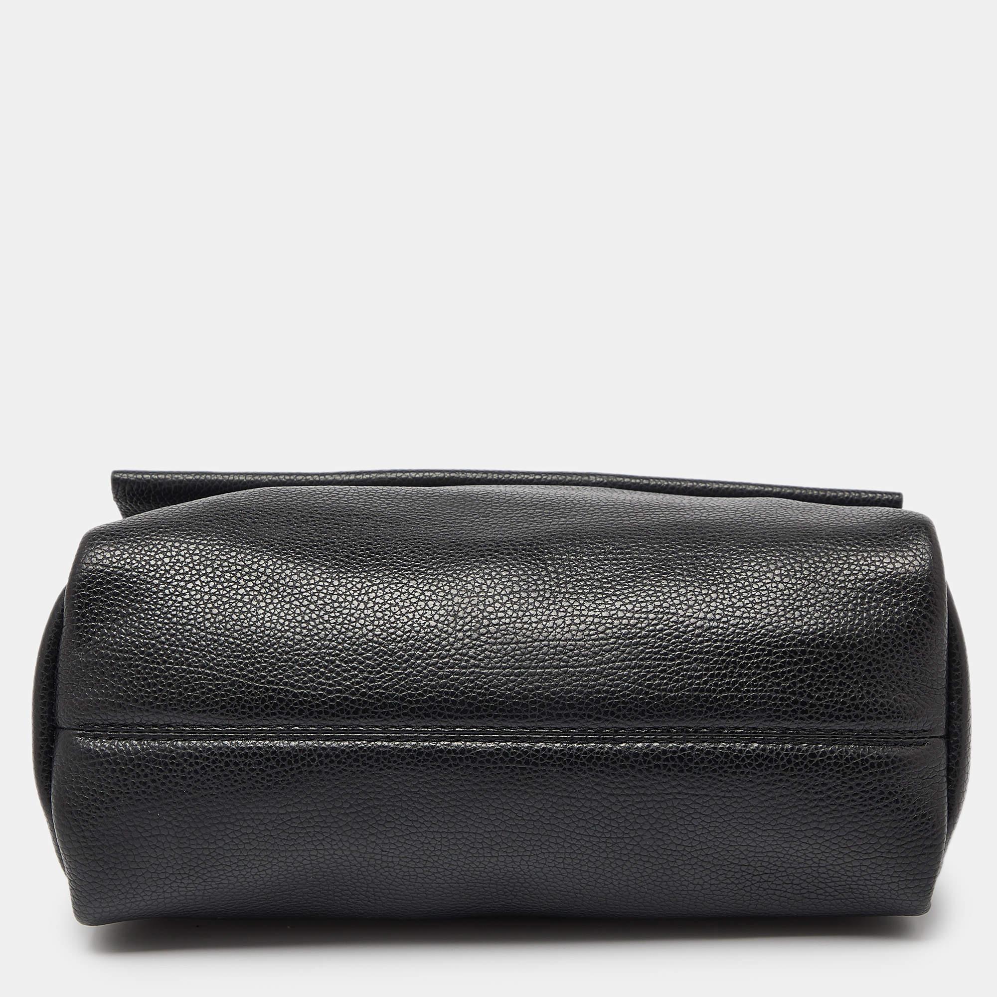 CH Carolina Herrera Black Leather Minuetto Flap Top Handle Bag 4