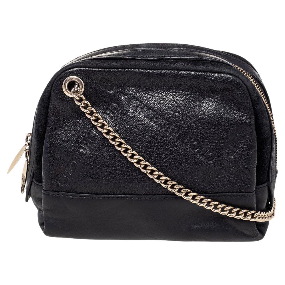CH Carolina Herrera Black Leather Shoulder Bag For Sale