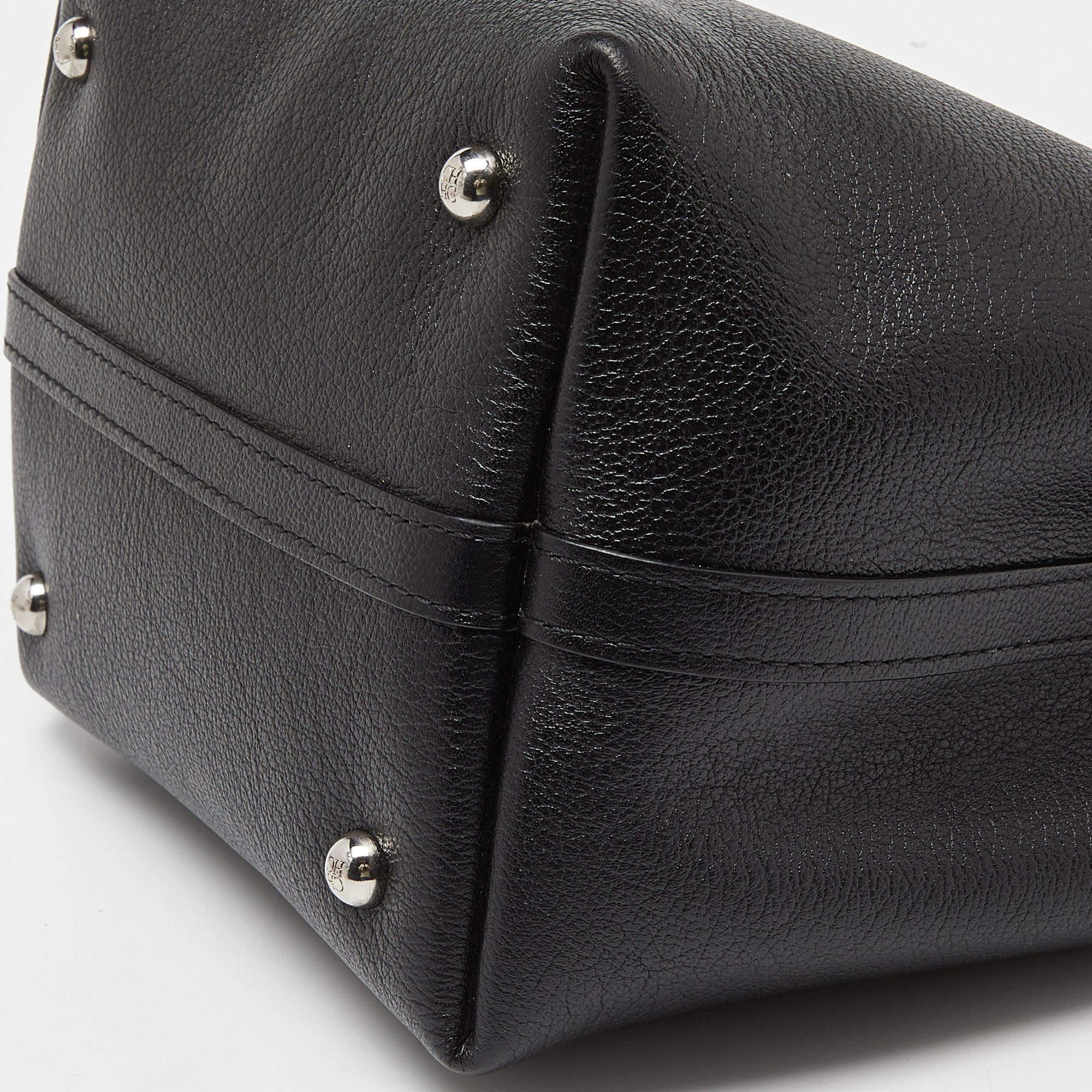 CH Carolina Herrera Black Leather Small Matryoshka Locked Tote For Sale 2