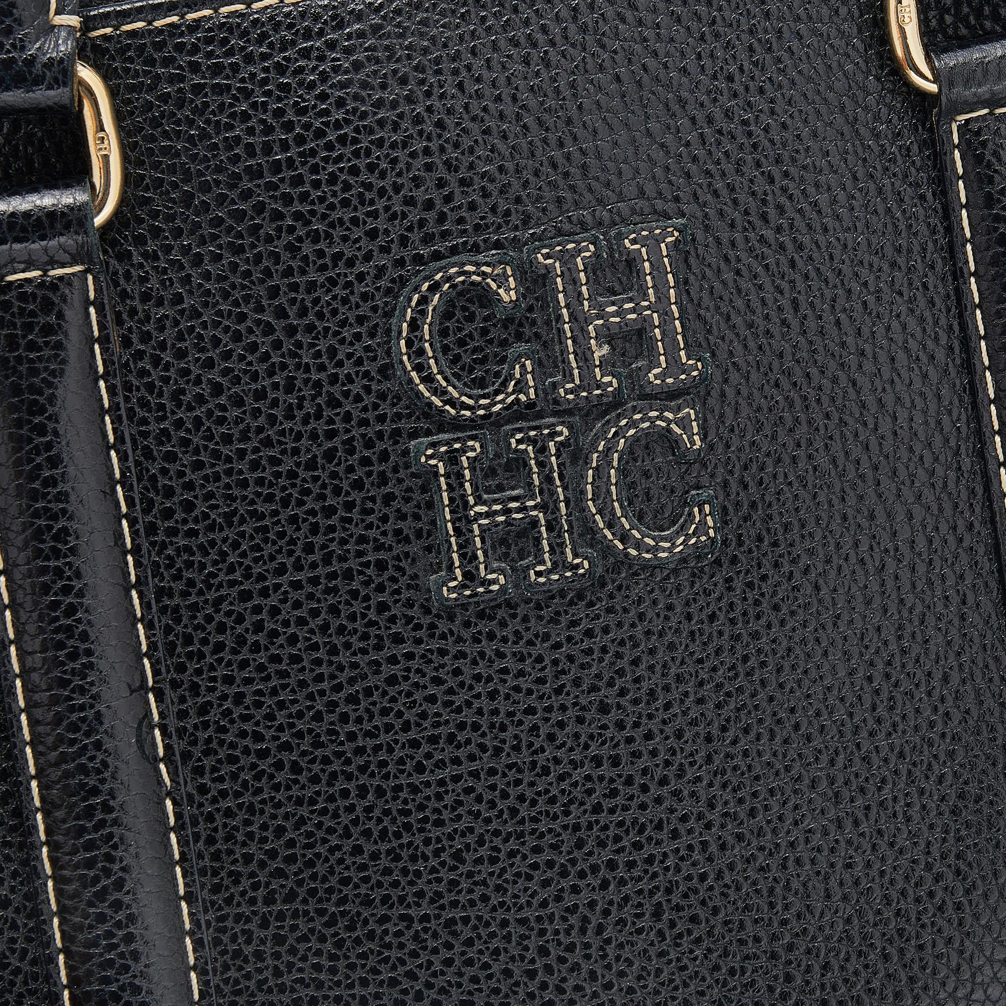 CH Carolina Herrera Black Leather Tote 6