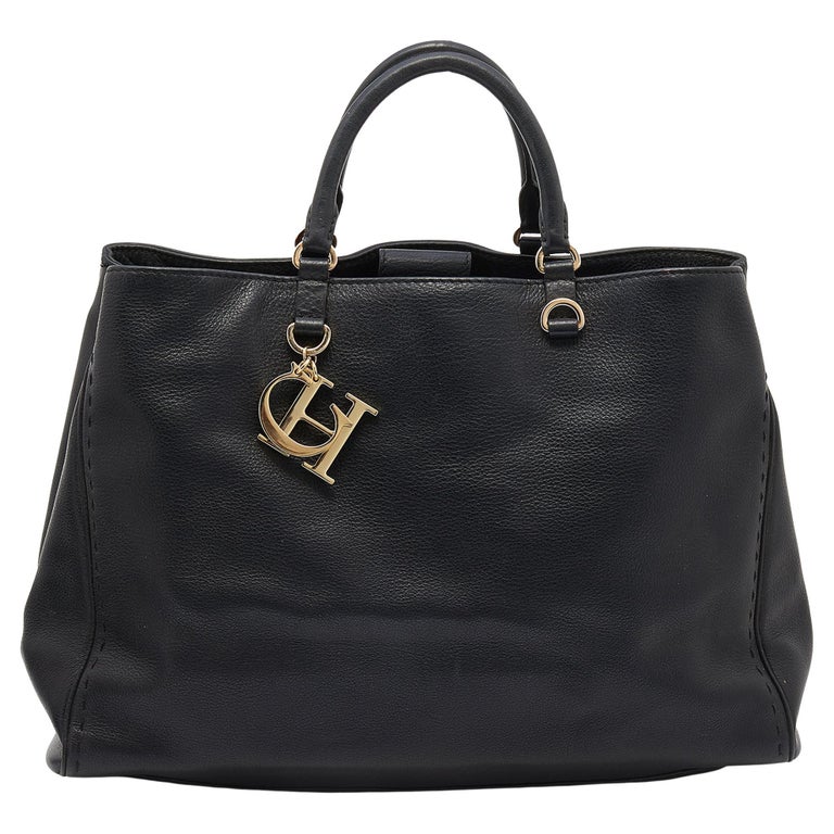 CH Carolina Herrera Black Leather Tote For Sale at 1stDibs