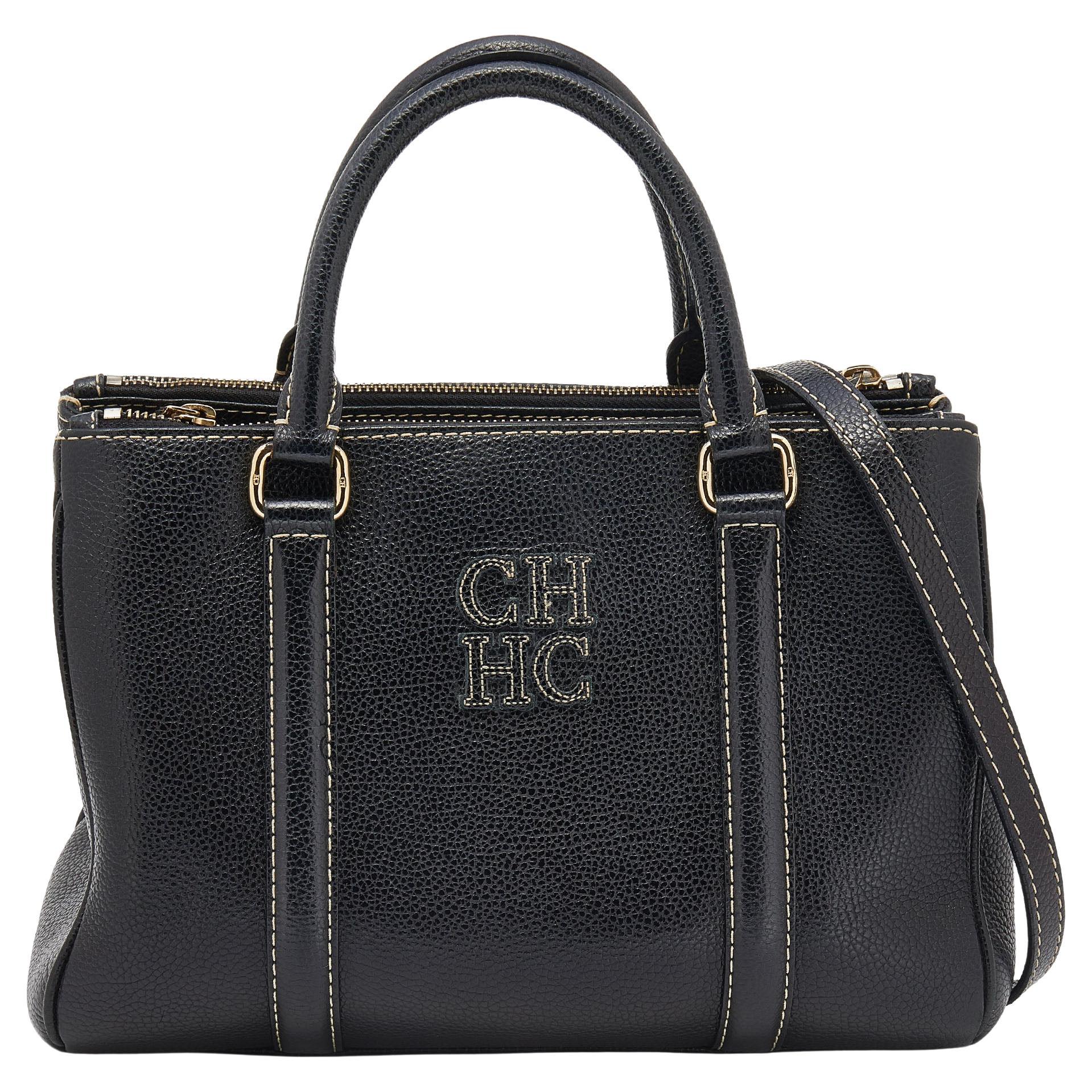 CH Carolina Herrera Black Leather Tote