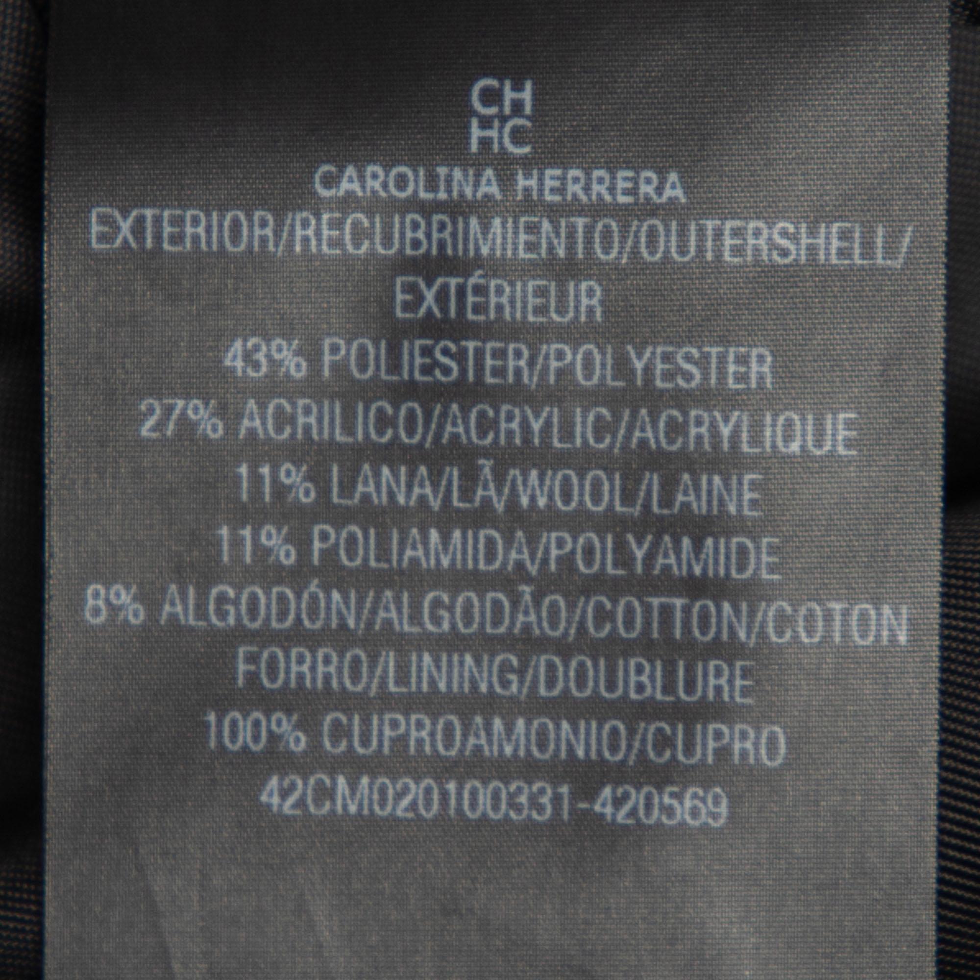 Women's CH Carolina Herrera Black Lurex Tweed Mid Length Coat M For Sale