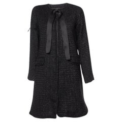 CH Carolina Herrera Black Lurex Tweed Mid Length Coat M