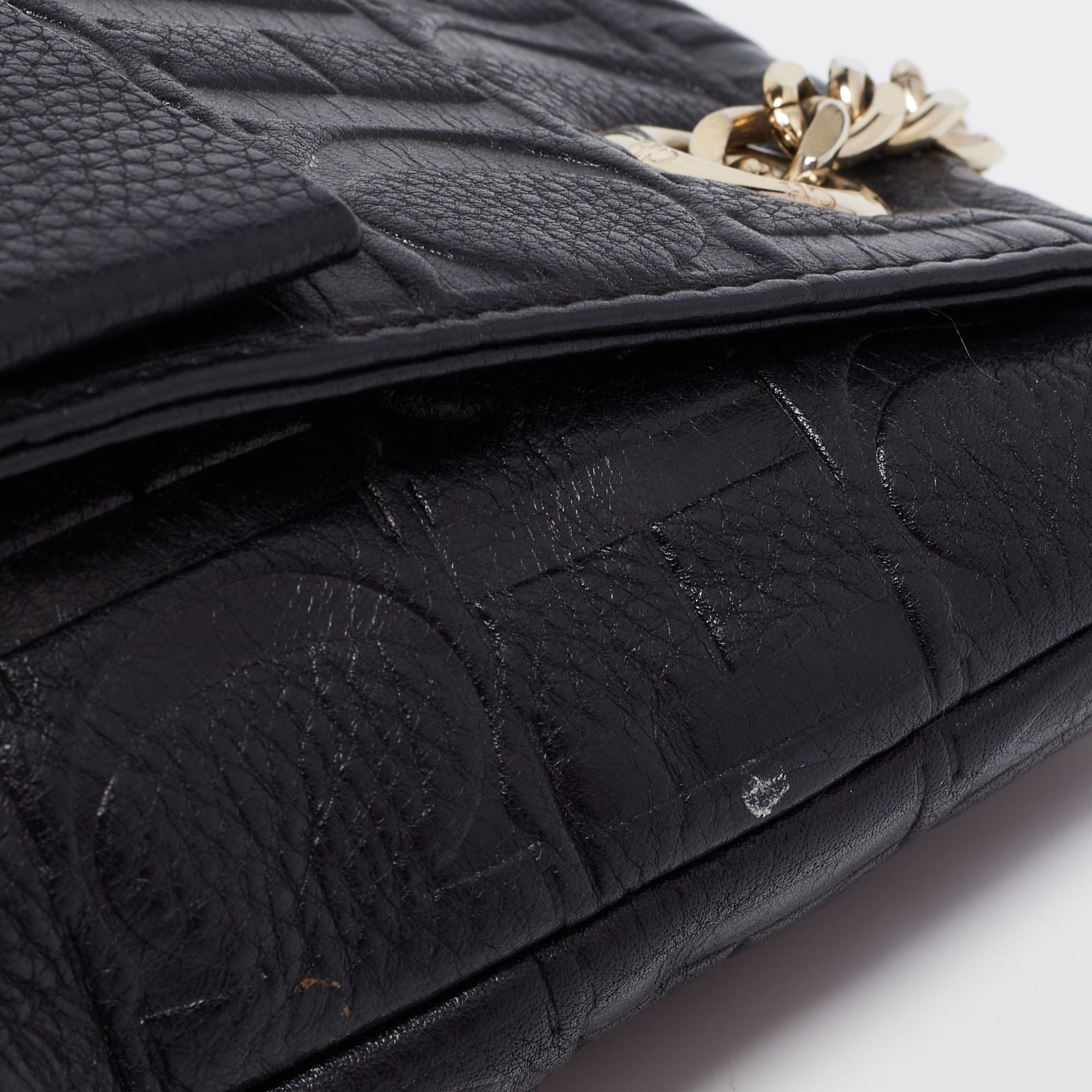 CH Carolina Herrera Black Monogram Leather Audrey Shoulder Bag 3