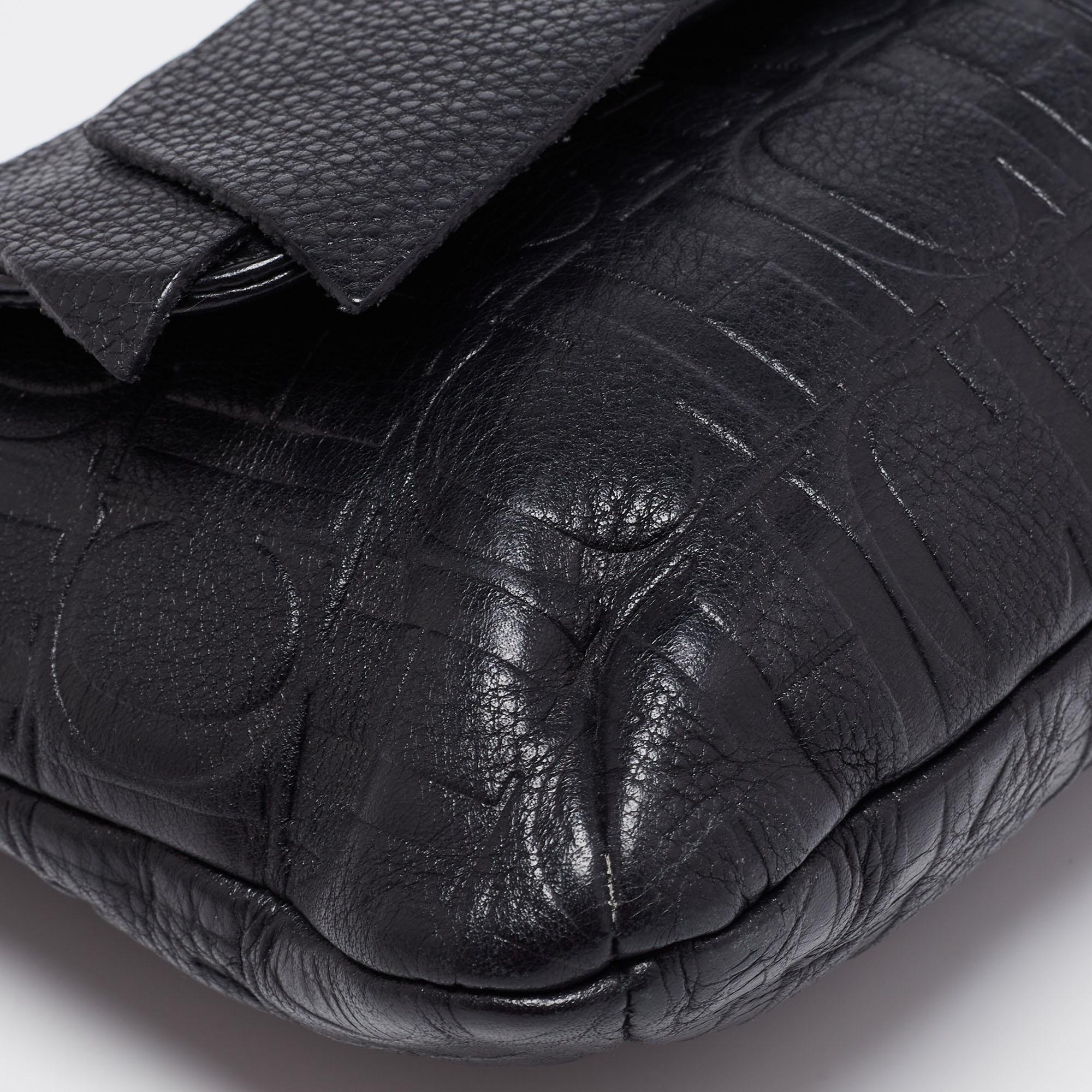 CH Carolina Herrera Black Monogram Leather Audrey Shoulder Bag 5
