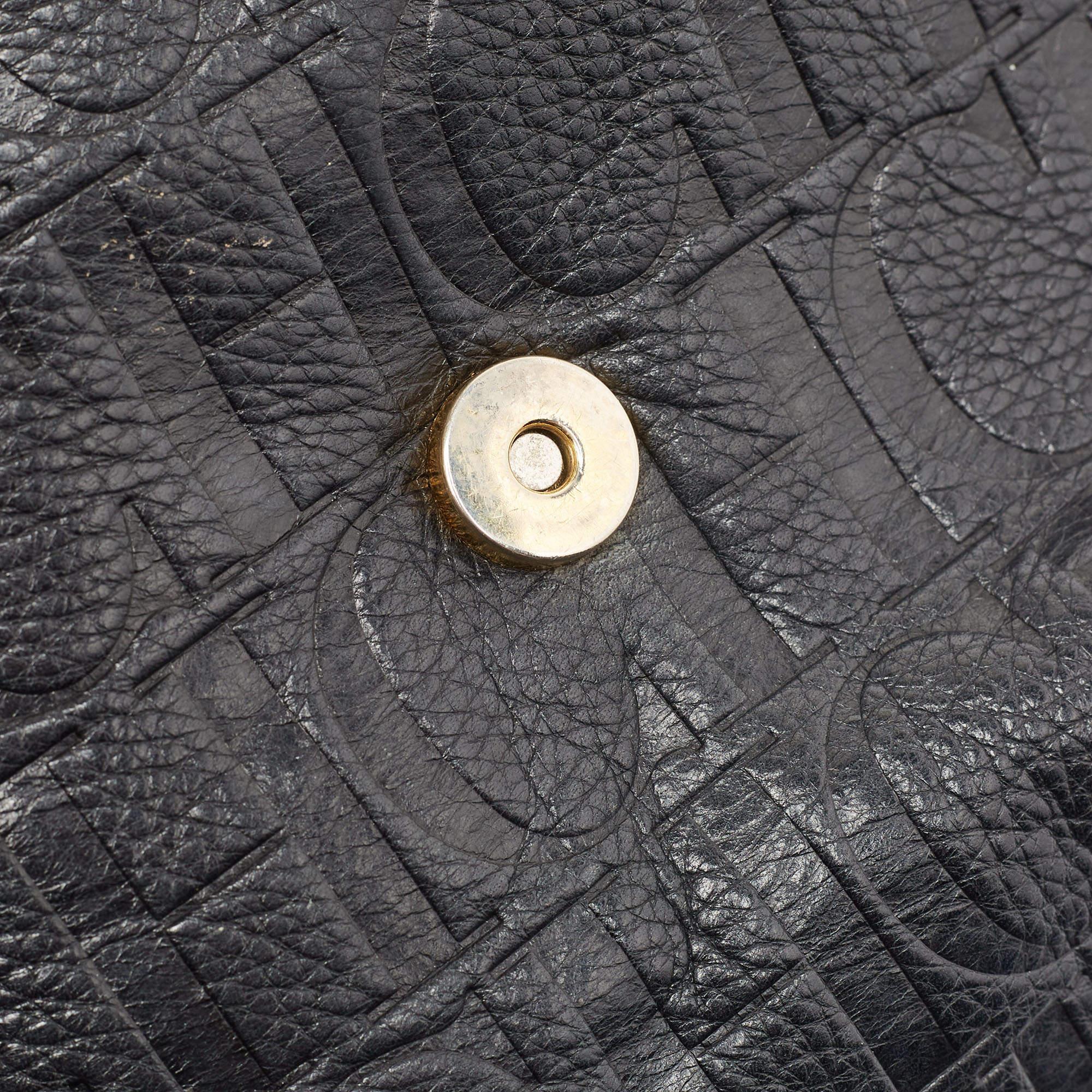 CH Carolina Herrera Black Monogram Leather Audrey Shoulder Bag For Sale 3