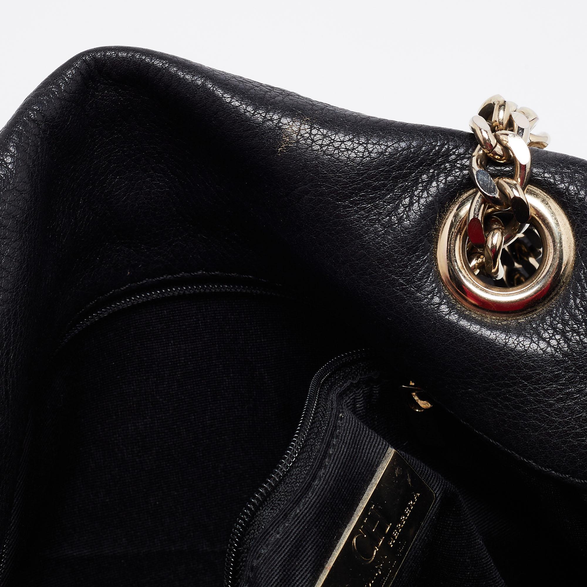 Women's CH Carolina Herrera Black Monogram Leather Audrey Shoulder Bag
