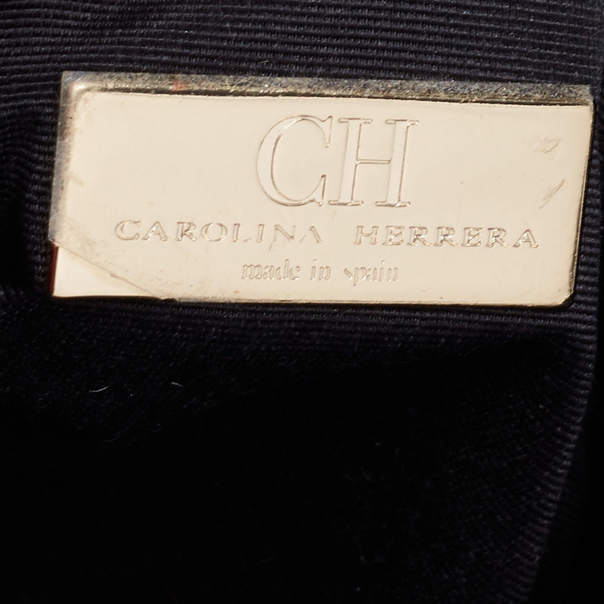 CH Carolina Herrera Black Monogram Leather Audrey Shoulder Bag 1