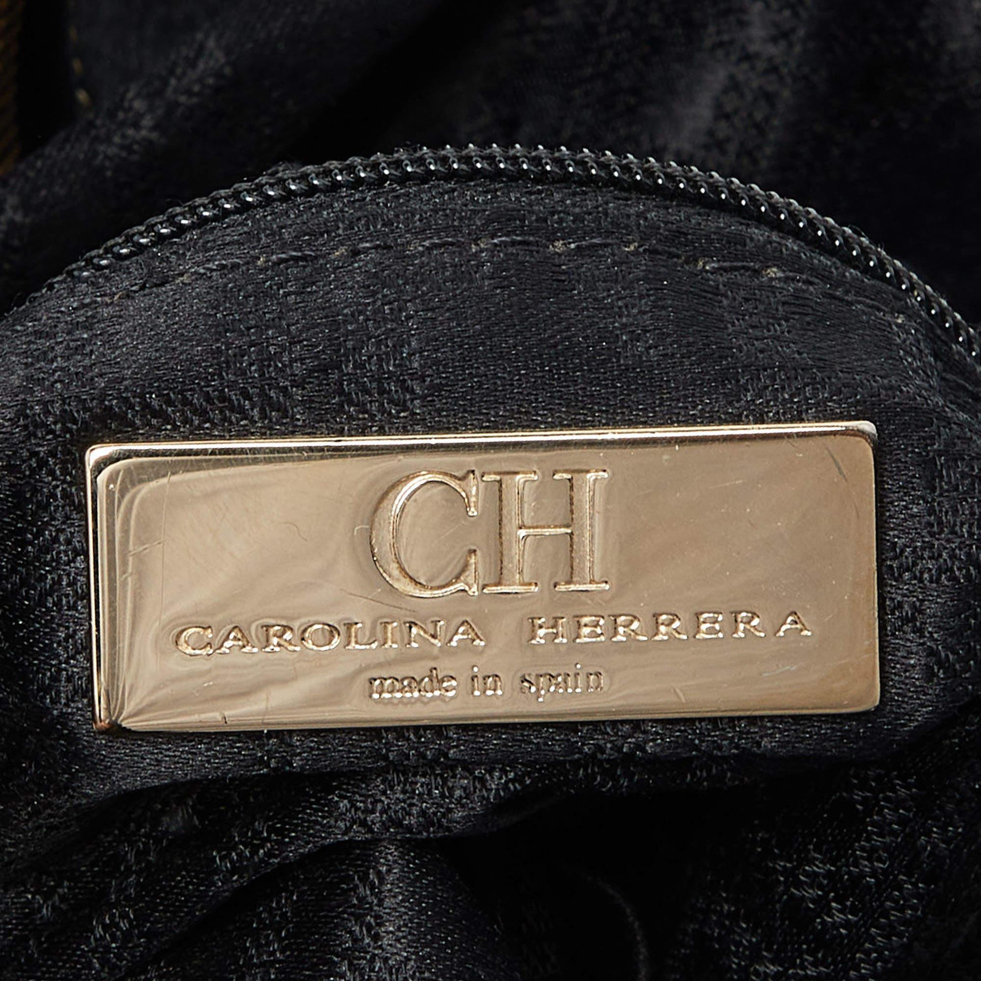 CH Carolina Herrera Black Nubuck and Leather Chain Hobo For Sale 1