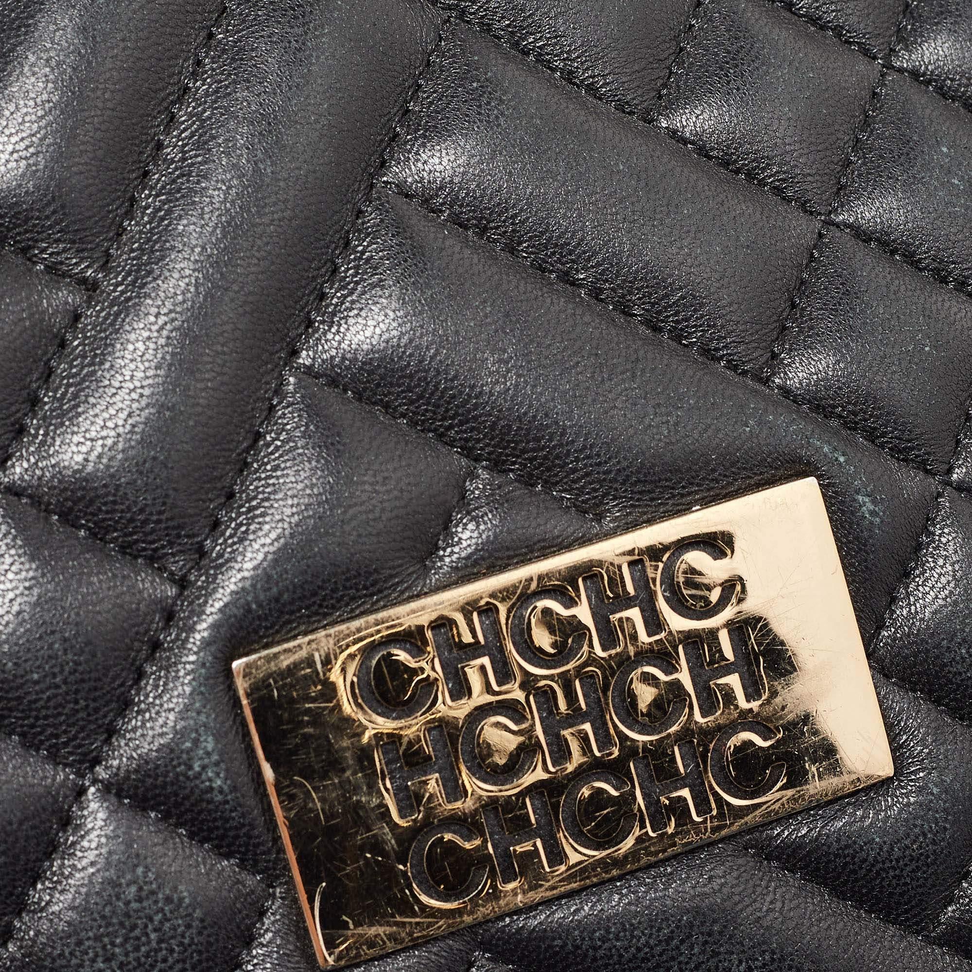 CH Carolina Herrera Black Quilted Leather Chain Tote 3