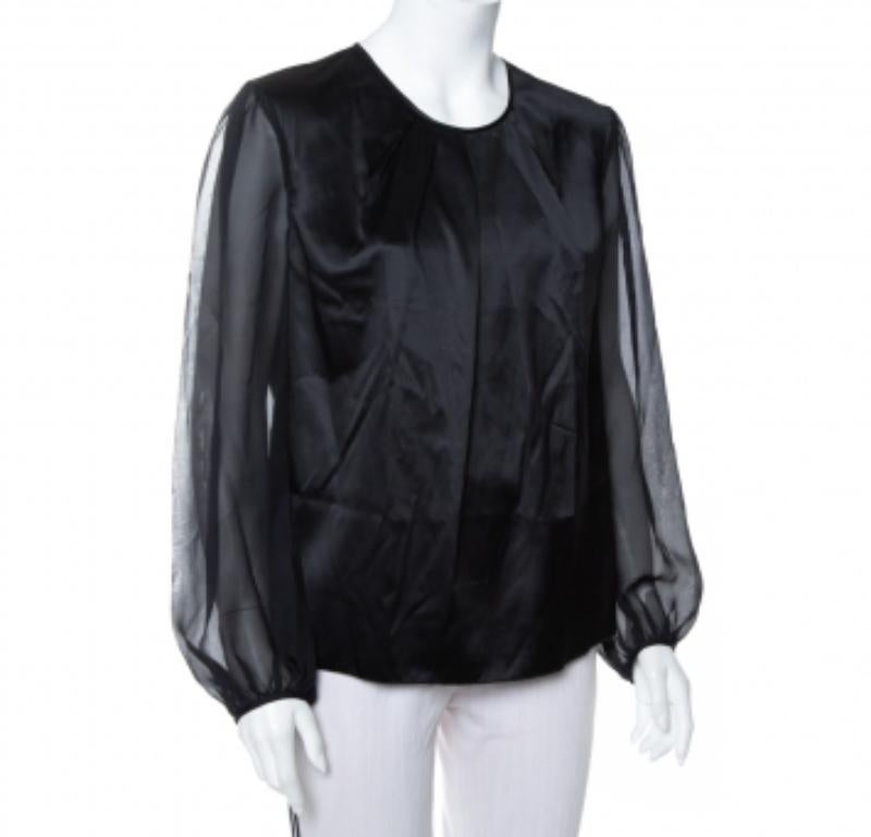 With its feminine aesthetic, CH Carolina Herrera lets you master the subtle art of desk-to-dinner dressing with this top. Light up any occasion with your fine dressing style when you step out wearing this black top. This fine top is made with satin