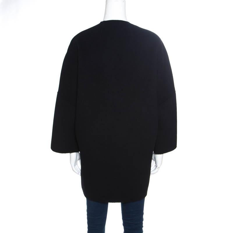 CH Carolina Herrera Black Wool Reversible Zip Front Coat XXS In Excellent Condition In Dubai, Al Qouz 2