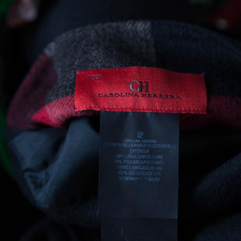 CH Carolina Herrera Black Wool Reversible Zip Front Coat XXS 1