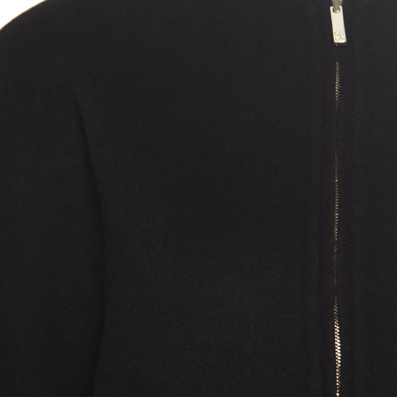 CH Carolina Herrera Black Wool Reversible Zip Front Coat XXS 2