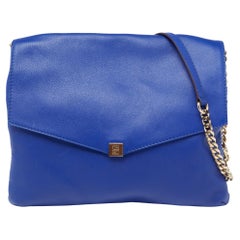CH Carolina Herrera Blue Leather Envelope Flap Shoulder Bag