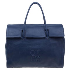 CH Carolina Herrera Blue Leather Tote