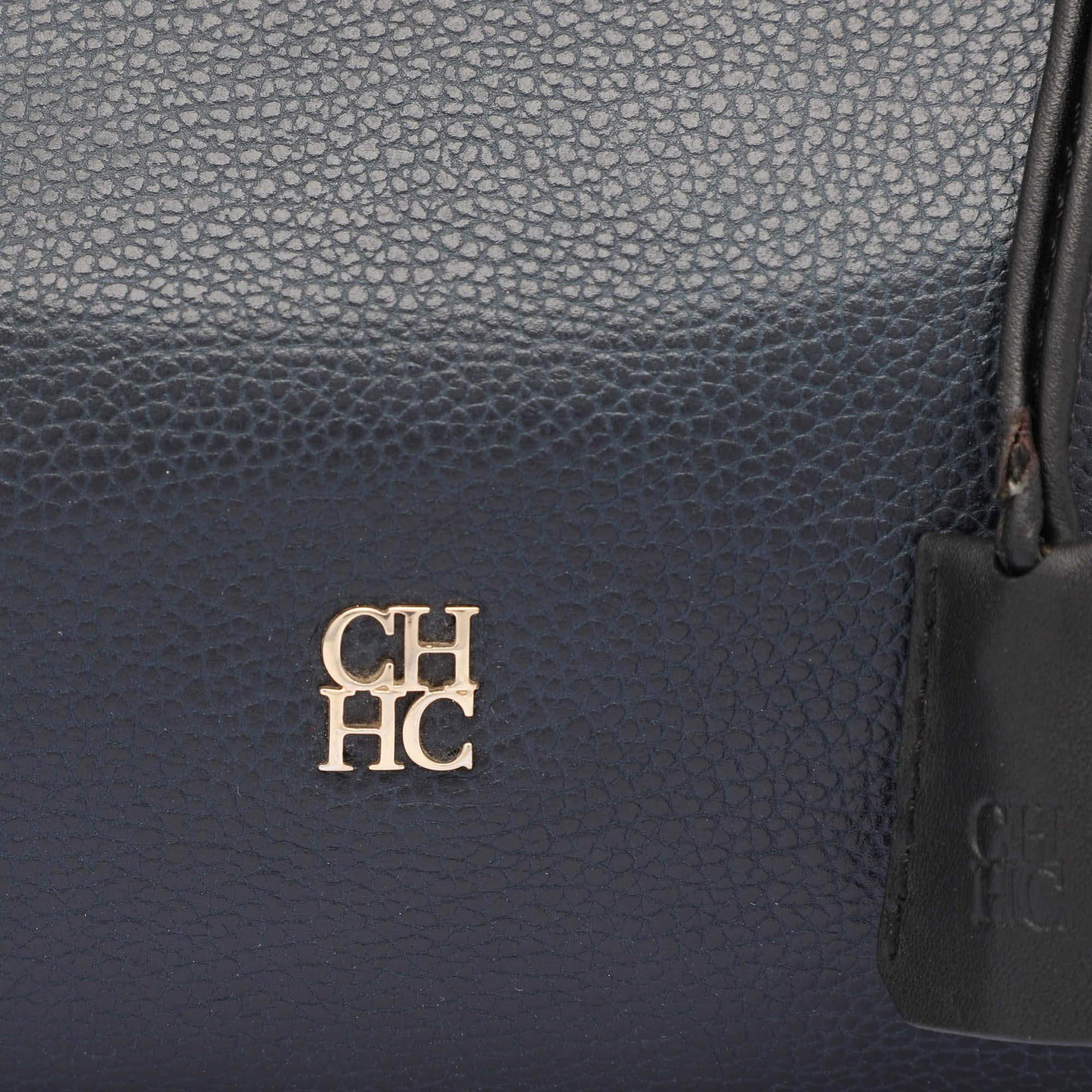 Women's CH Carolina Herrera Blue Nubuck and Leather Zip Tote