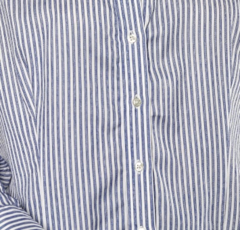 CH Carolina Herrera - Camicia a righe blu in cotone con bottoni XL In condizioni ottime in vendita a Dubai, Al Qouz 2