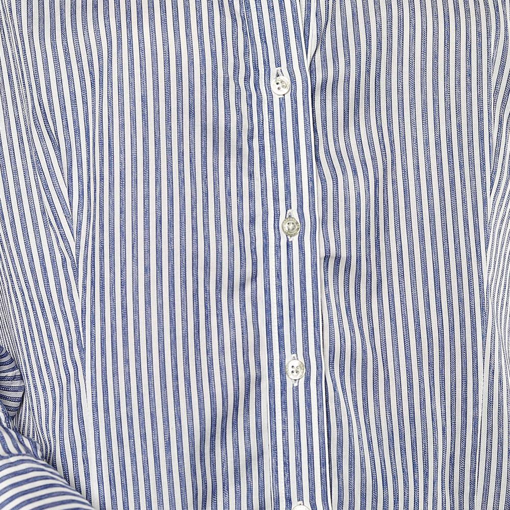 CH Carolina Herrera Blue Striped Cotton Button Front Shirt XL In Excellent Condition For Sale In Dubai, Al Qouz 2