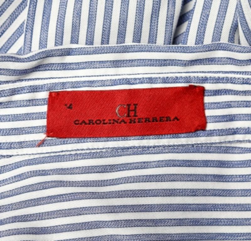 Donna CH Carolina Herrera - Camicia a righe blu in cotone con bottoni XL in vendita