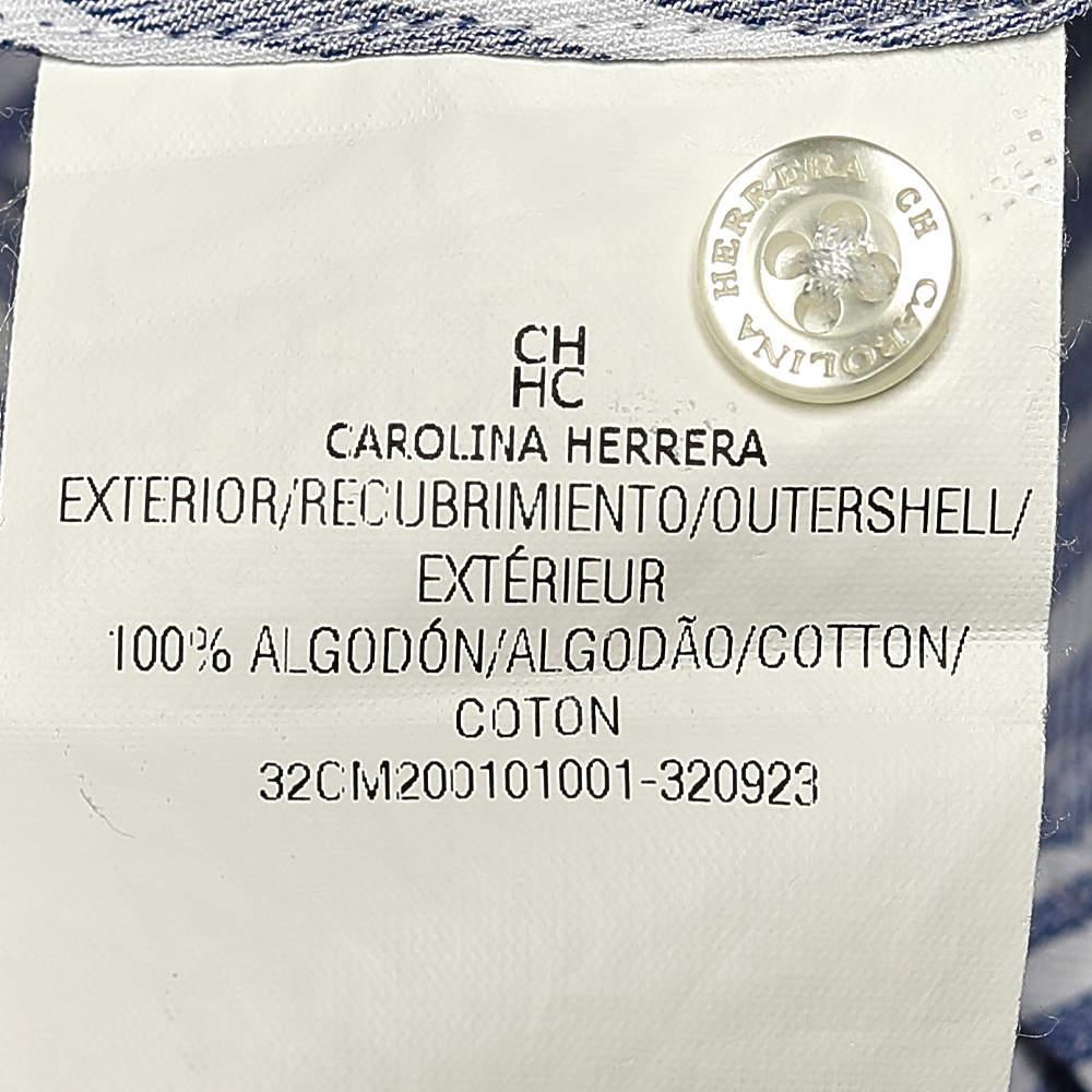 Carolina Herrera - Chemise en coton rayée bleue à boutons sur le devant XL en vente 1
