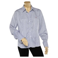 CH Carolina Herrera - Camicia a righe blu in cotone con bottoni XL