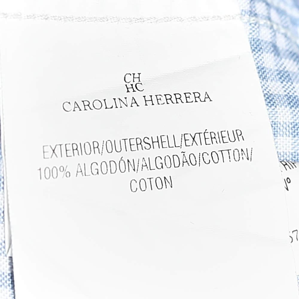 Gray CH Carolina Herrera Blue & White Check Cotton Button Front Shirt S For Sale