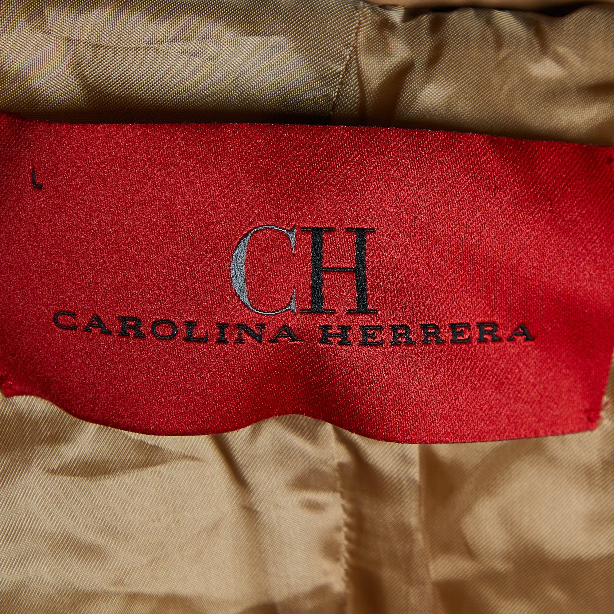 CH Carolina Herrera Brown Hooded Puffer Coat L 1