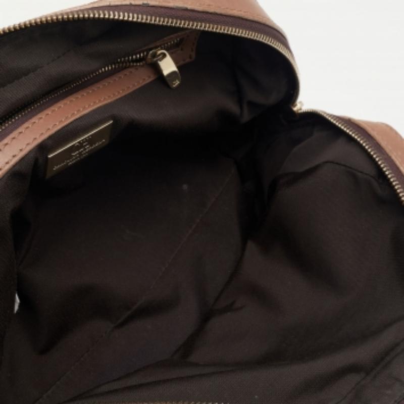 CH Carolina Herrera Brown Leather And Suede Chain Satchel In Fair Condition For Sale In Dubai, Al Qouz 2