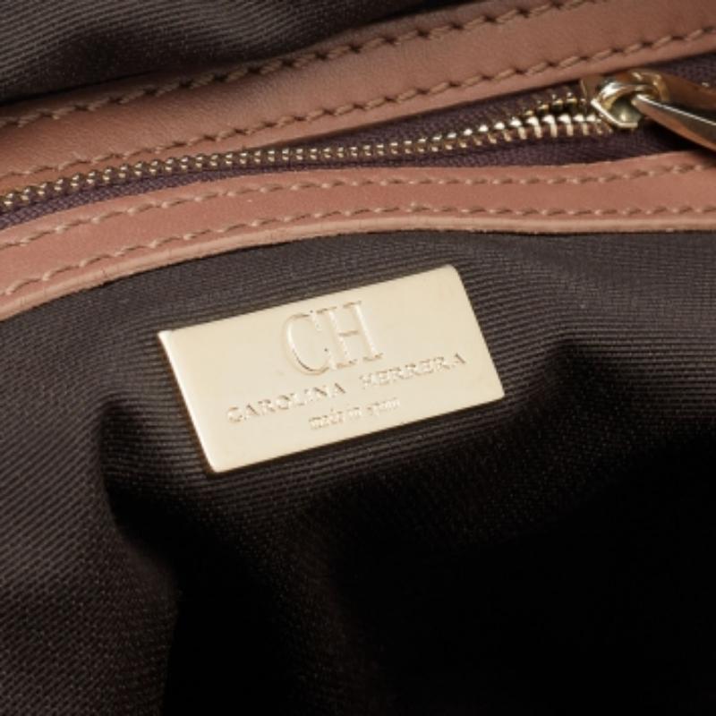 Women's CH Carolina Herrera Brown Leather And Suede Chain Satchel For Sale