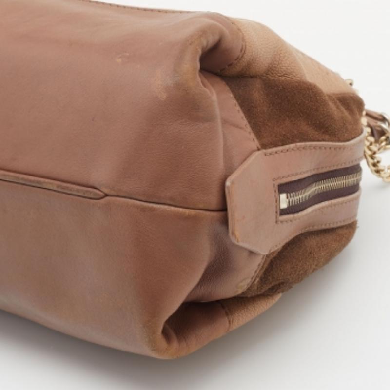 CH Carolina Herrera Brown Leather And Suede Chain Satchel For Sale 3