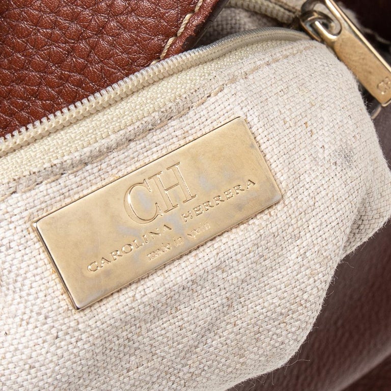 CH Carolina Herrera Brown Leather Flap Crossbody Bag at 1stDibs