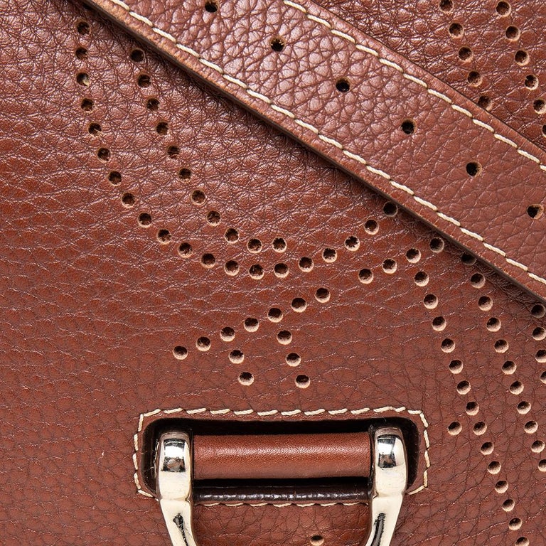 CH Carolina Herrera Brown Leather Flap Crossbody Bag at 1stDibs