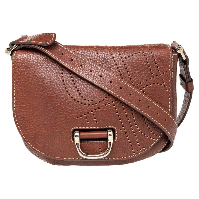 CH Carolina Herrera Brown Leather Flap Crossbody Bag at 1stDibs