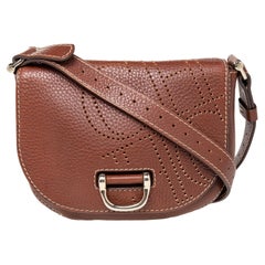 CH Carolina Herrera Brown Leather Flap Crossbody Bag