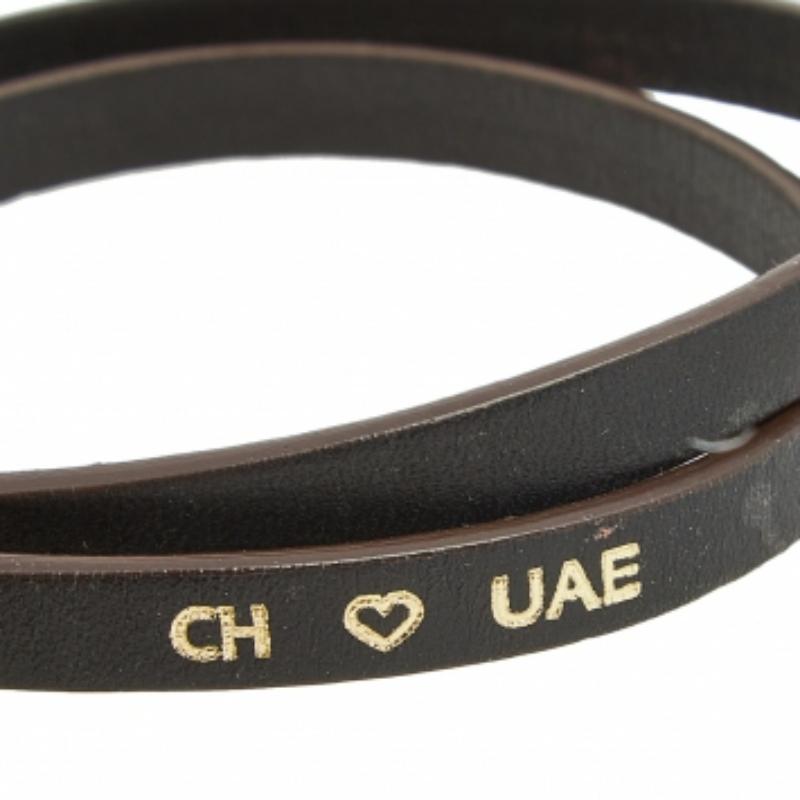 CH Carolina Herrera Bracciale in pelle marrone tono oro in vendita 1