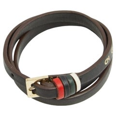 CH Carolina Herrera Braunes goldfarbenes Lederarmband zum Wickeln