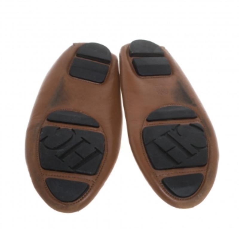 CH Carolina Herrera Brown Leather Logo Detail Flats Size 37 For Sale 3