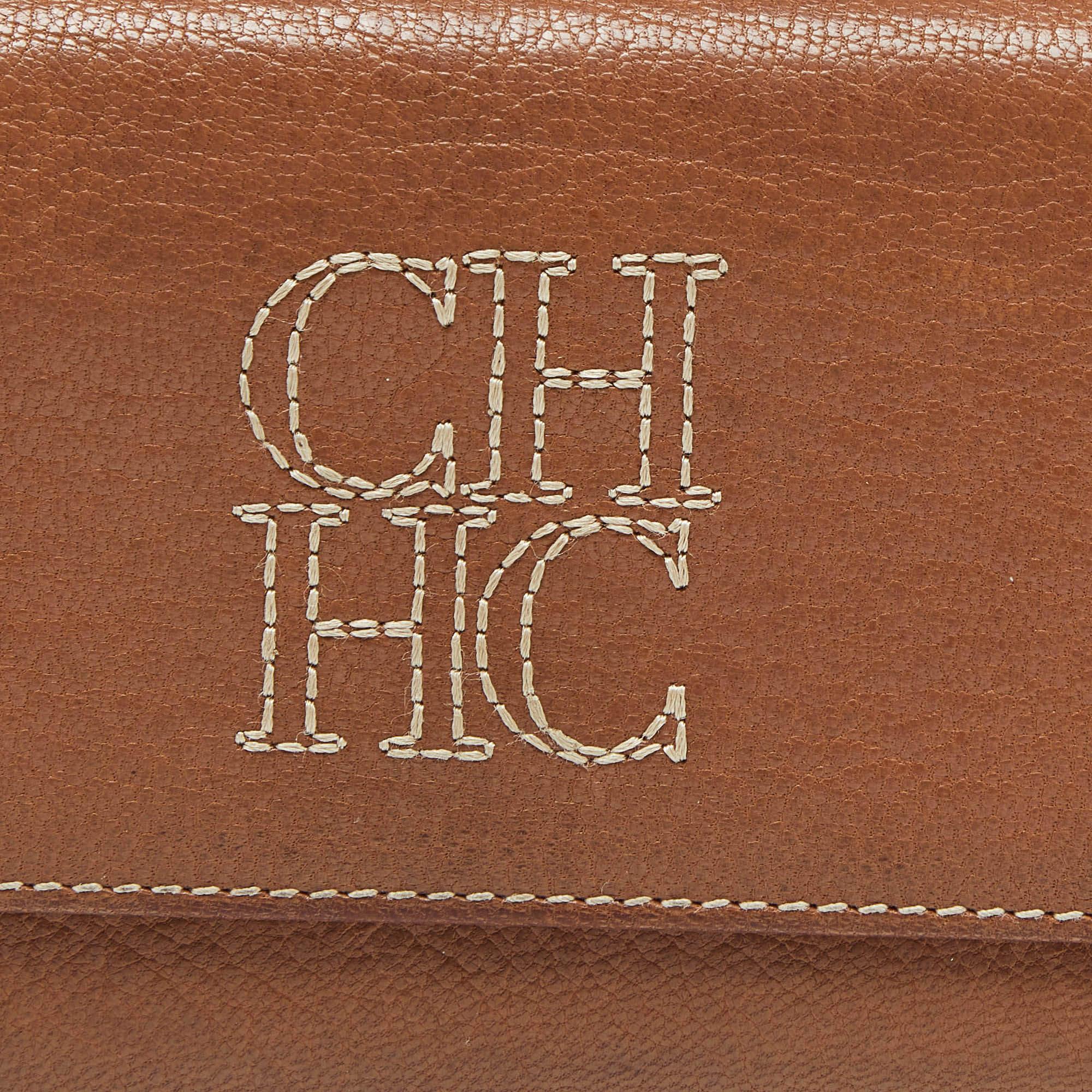 CH Cartera Continental Monograma de Piel Marrón Carolina Herrera 1