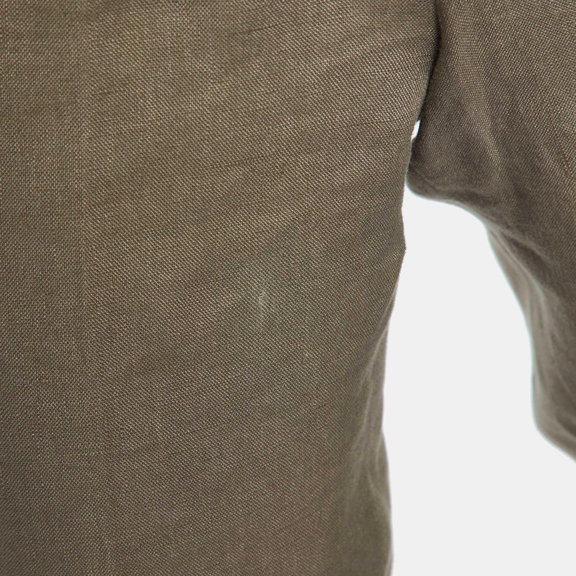 Marron CH Carolina Herrera Pantalon coupe régulière en lin Brown M. en vente