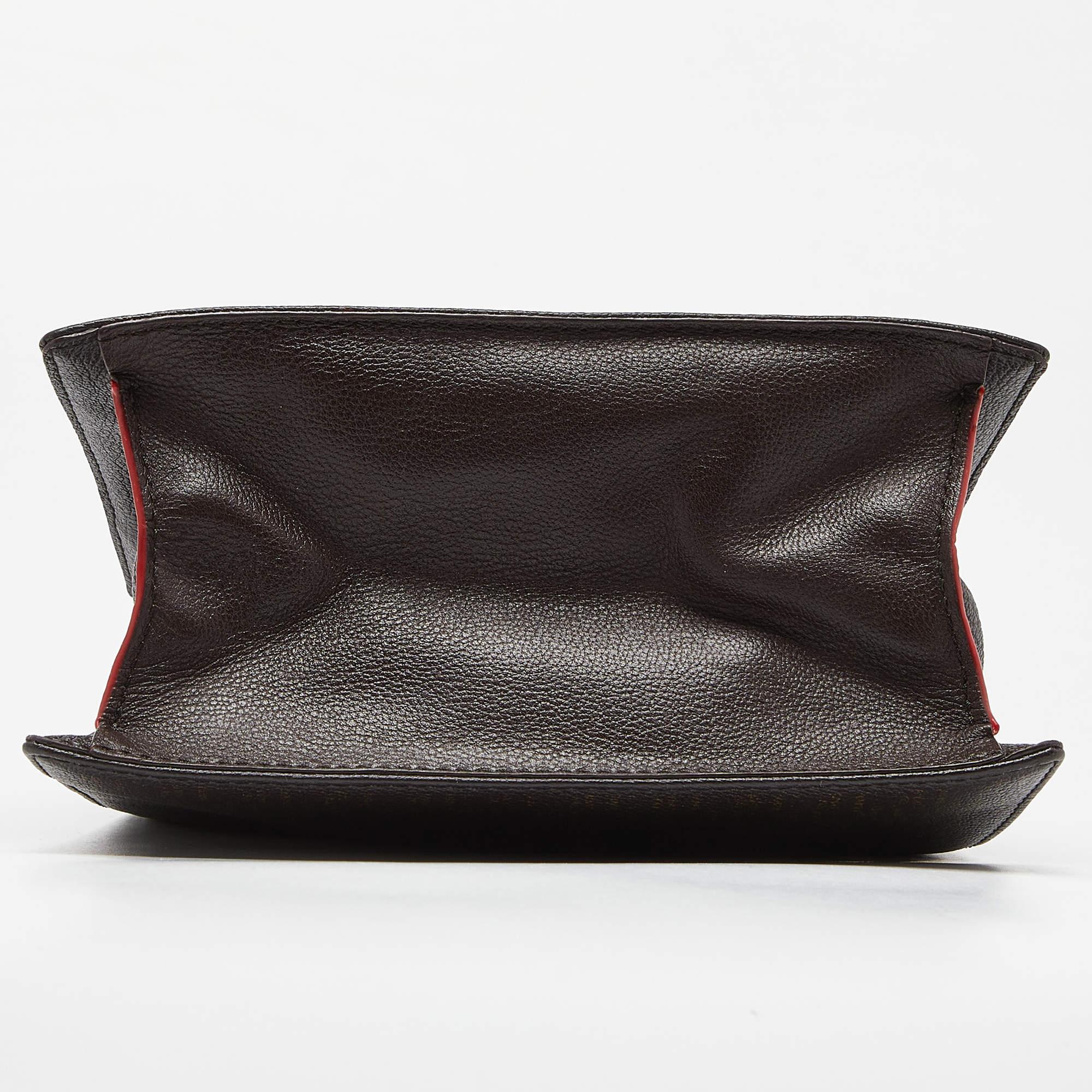 Donna CH Carolina Herrera Borsa a manico superiore in tela e pelle rivestita di Monogram marrone