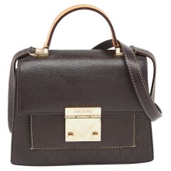 CH Carolina Herrera Borsa a manico superiore in tela e pelle rivestita di Monogram marrone