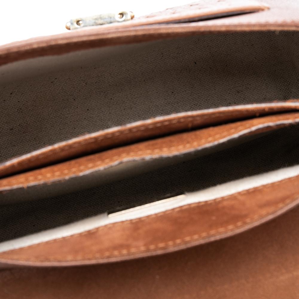 CH Carolina Herrera Brown Monogram Embossed Leather Top Handle Bag 5