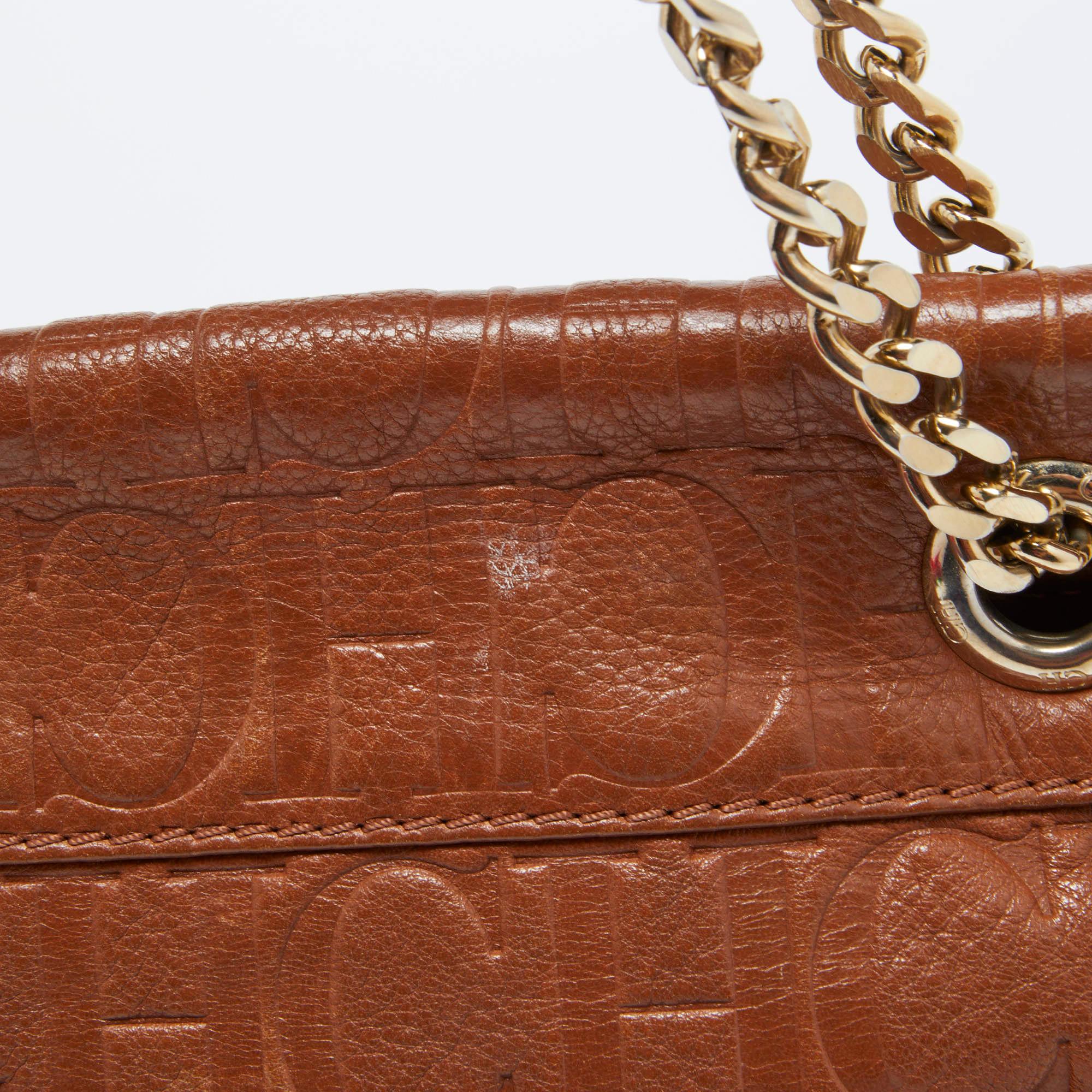 CH Carolina Herrera Brown Monogram Leather Audrey Shoulder Bag 7